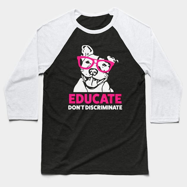 Cute Pit Bull Educate Baseball T-Shirt by Prashanthmuralidharart